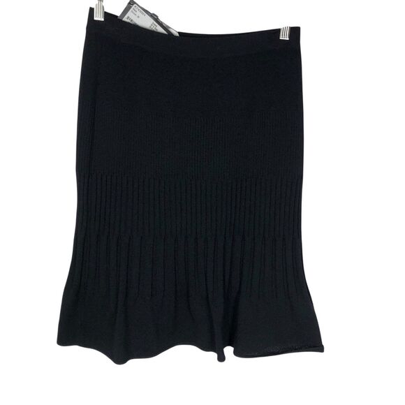 ST. JOHN COLLECTION 8 Black Skirt Santana Knit Ribbed A-line Wool Blend NWT $375 - Picture 6 of 12